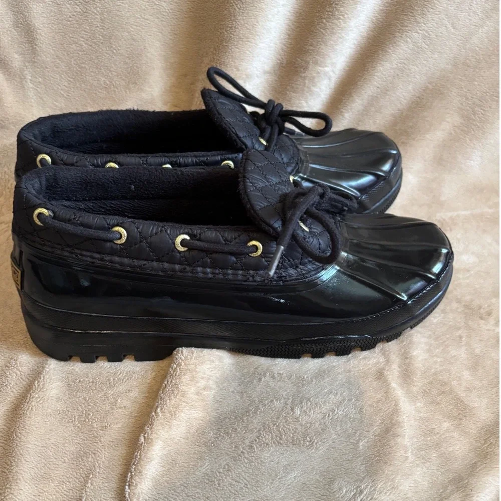 Sperry Top-Sider Saltwater Black Quilted Waterproof Duck Shoes Loafers Womens 9